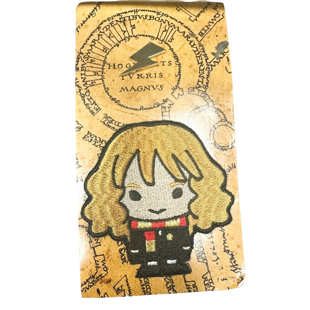 Hermione Granger Charming Wizard Character Patch and Lapel Pin- Gold and Black